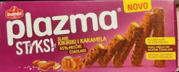 * Plazma Stiksi slani kikiriki i karamela 120gr. - keks sa mlečnom čokoladom
